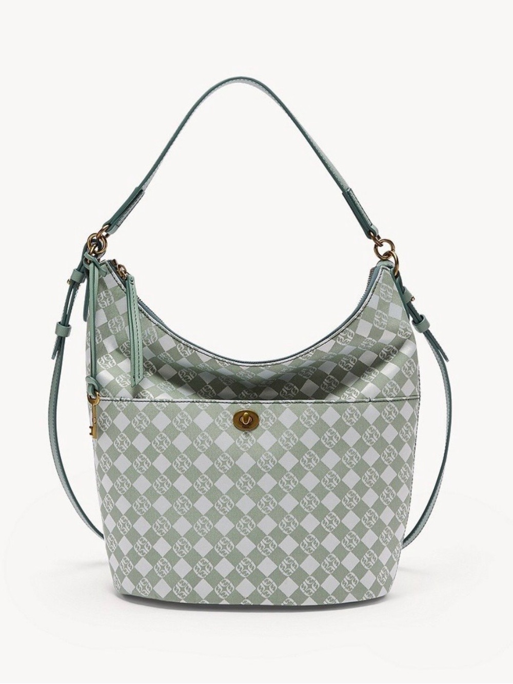 Fossil Sage Checkered Hobo Bag